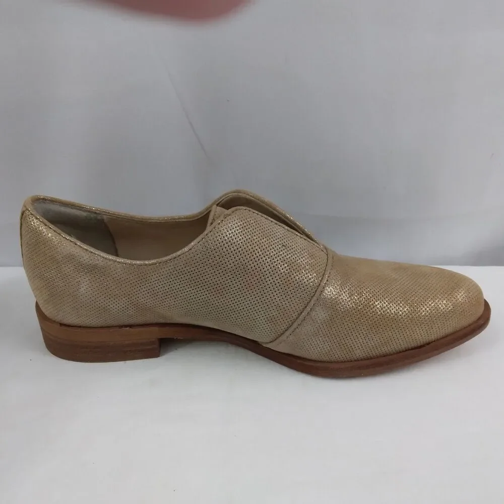 ISOLA Loafers Flats Gold Metallic Pointed Toe Slip On Shoe Women's 6.5